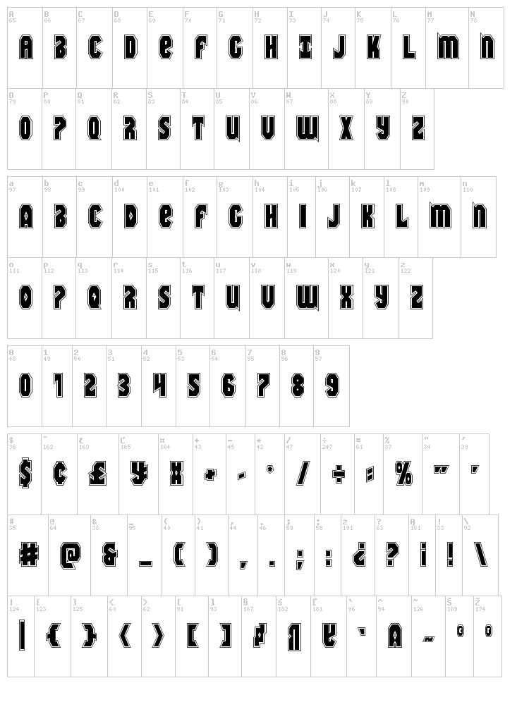 Warrior Nation font map
