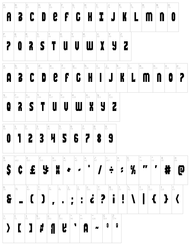 Warrior Nation font map