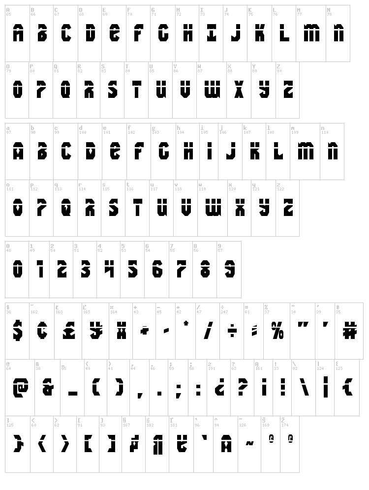 Warrior Nation font map