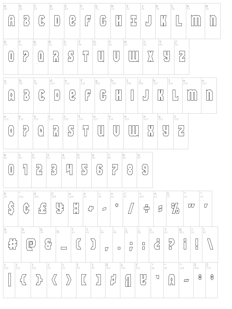 Warrior Nation font map
