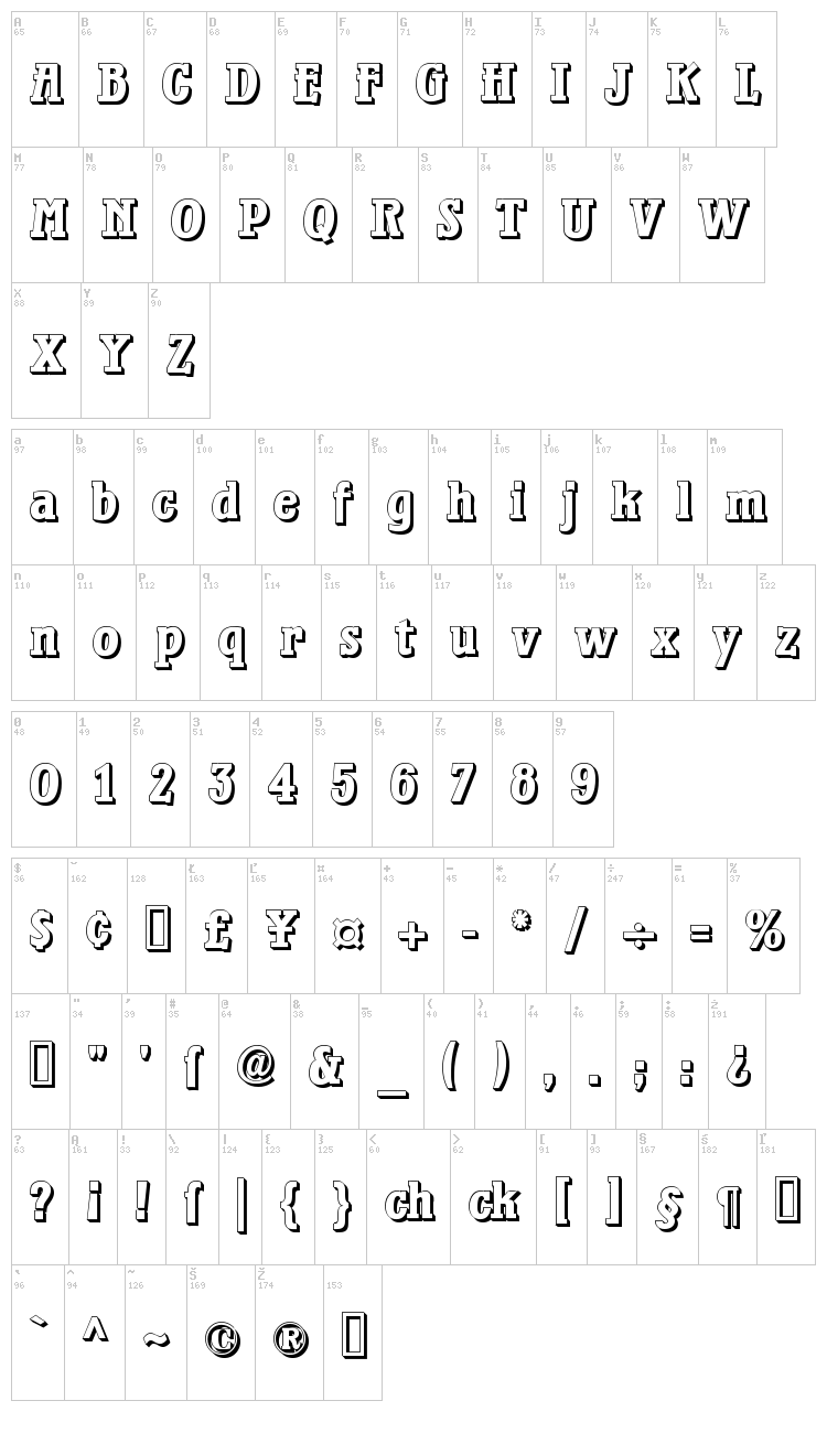 Waterloo Relief font map