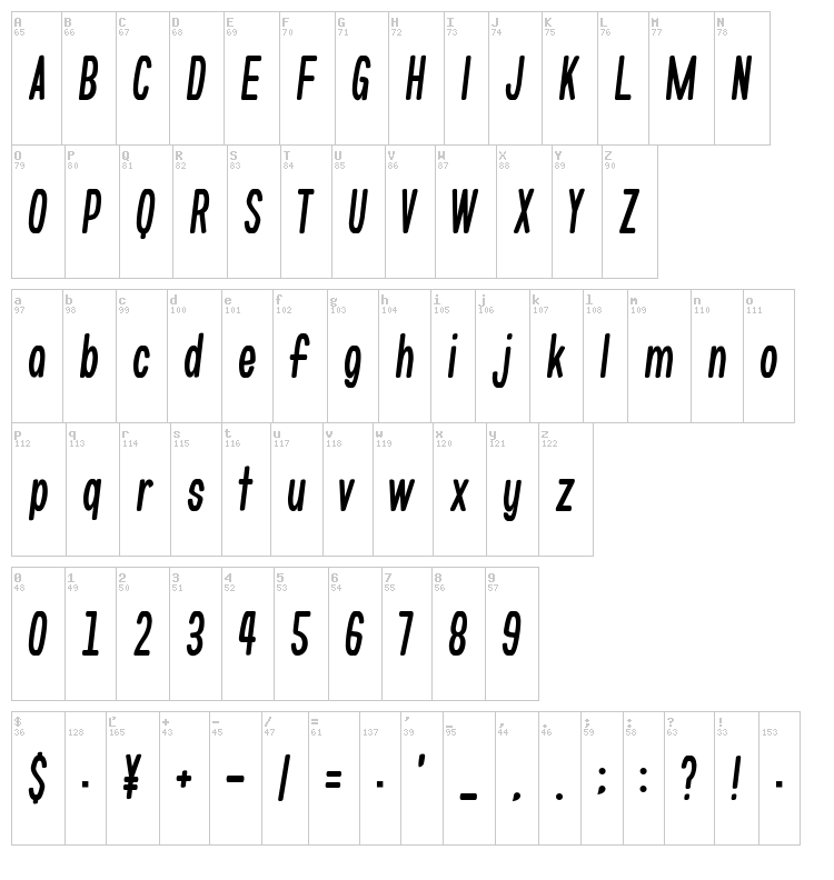 What's Love? Konnamozi font map