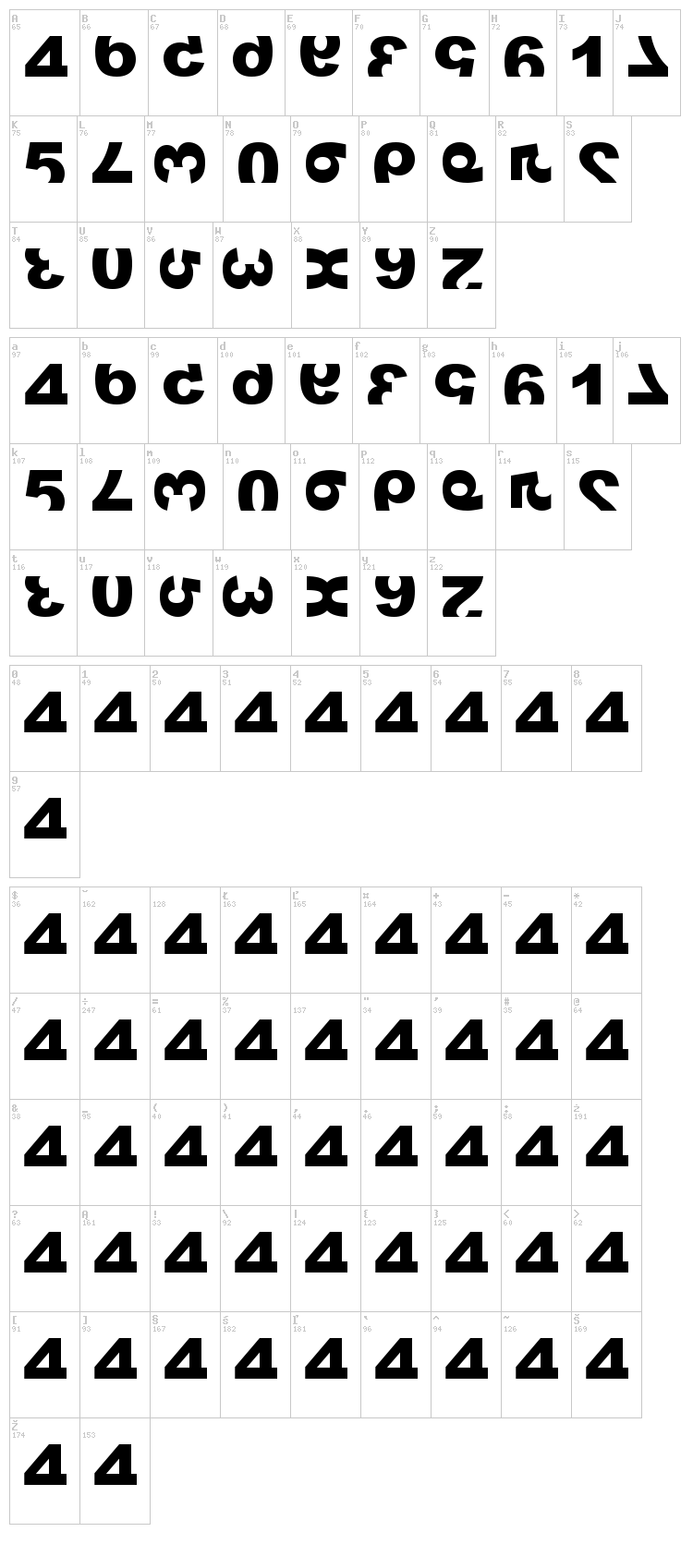 Widznumber Text 1 font map