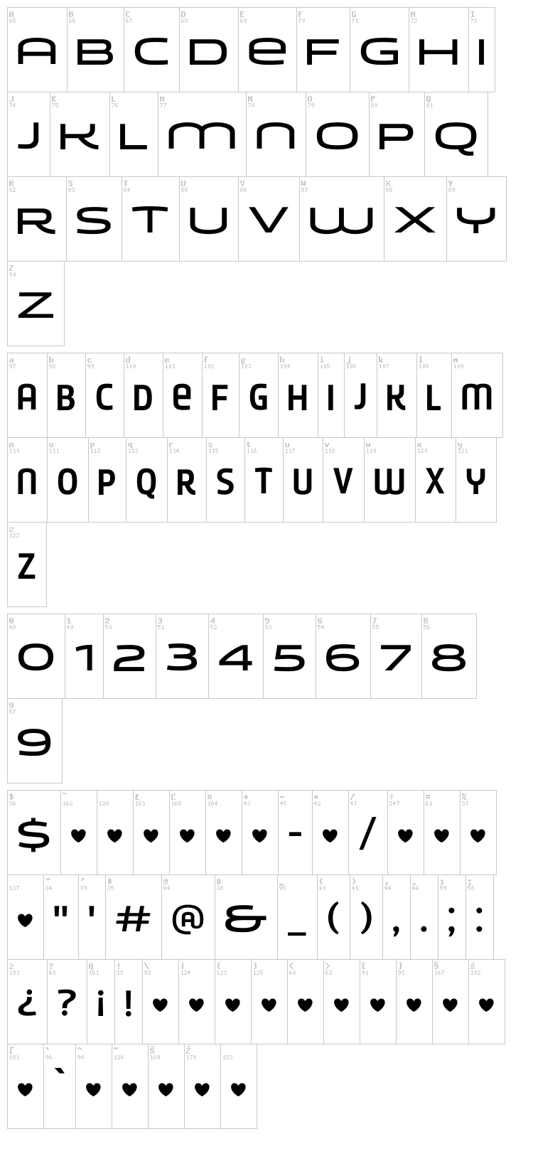 YounionOne FY font map