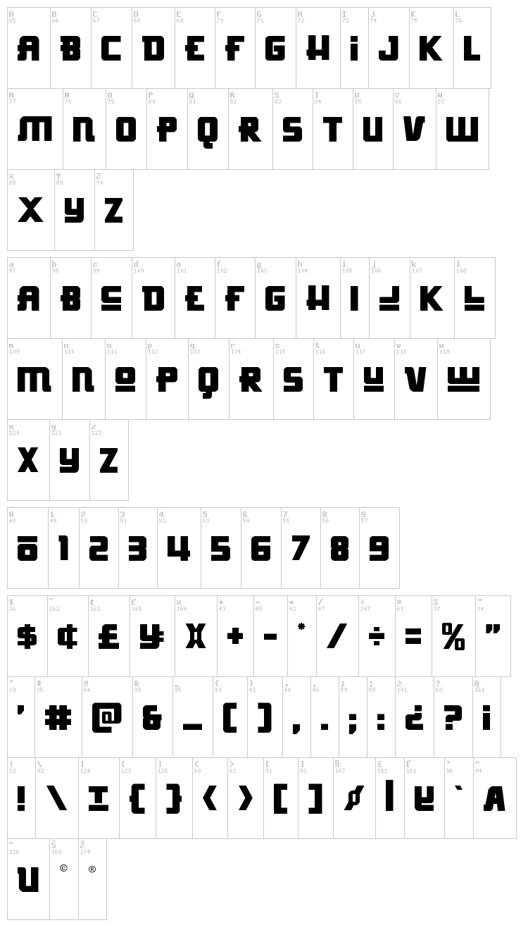 Hong Kong Hustle font map
