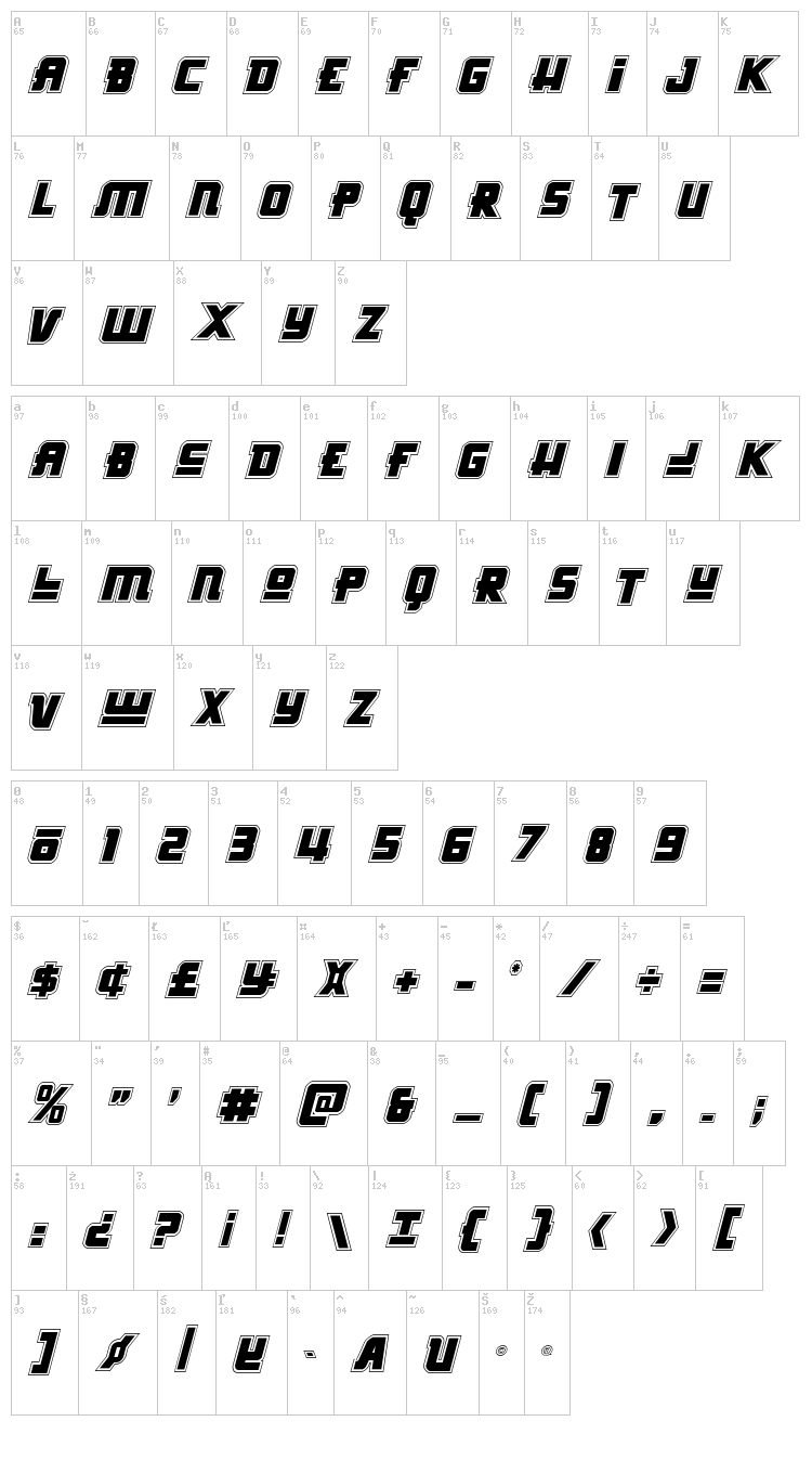 Hong Kong Hustle font map