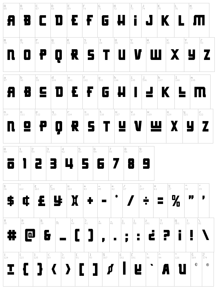 Hong Kong Hustle font map
