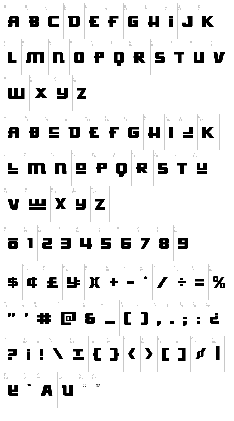 Hong Kong Hustle font map