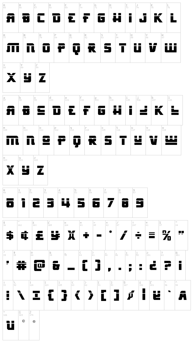 Hong Kong Hustle font map
