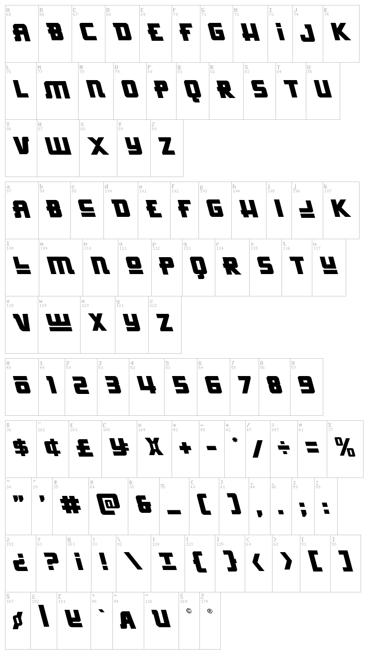 Hong Kong Hustle font map