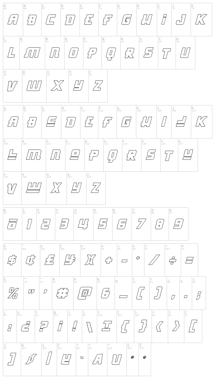 Hong Kong Hustle font map