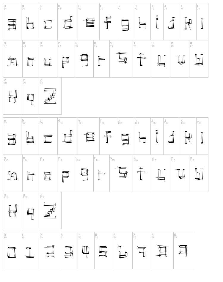 Stickchop font map