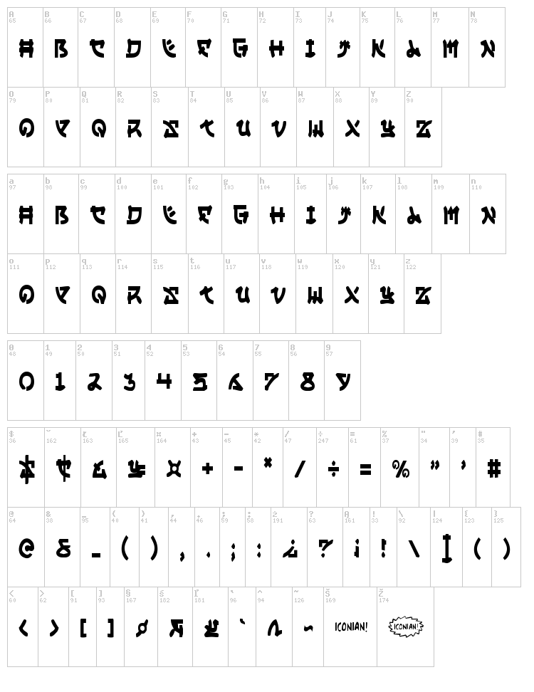 Yama Moto font map