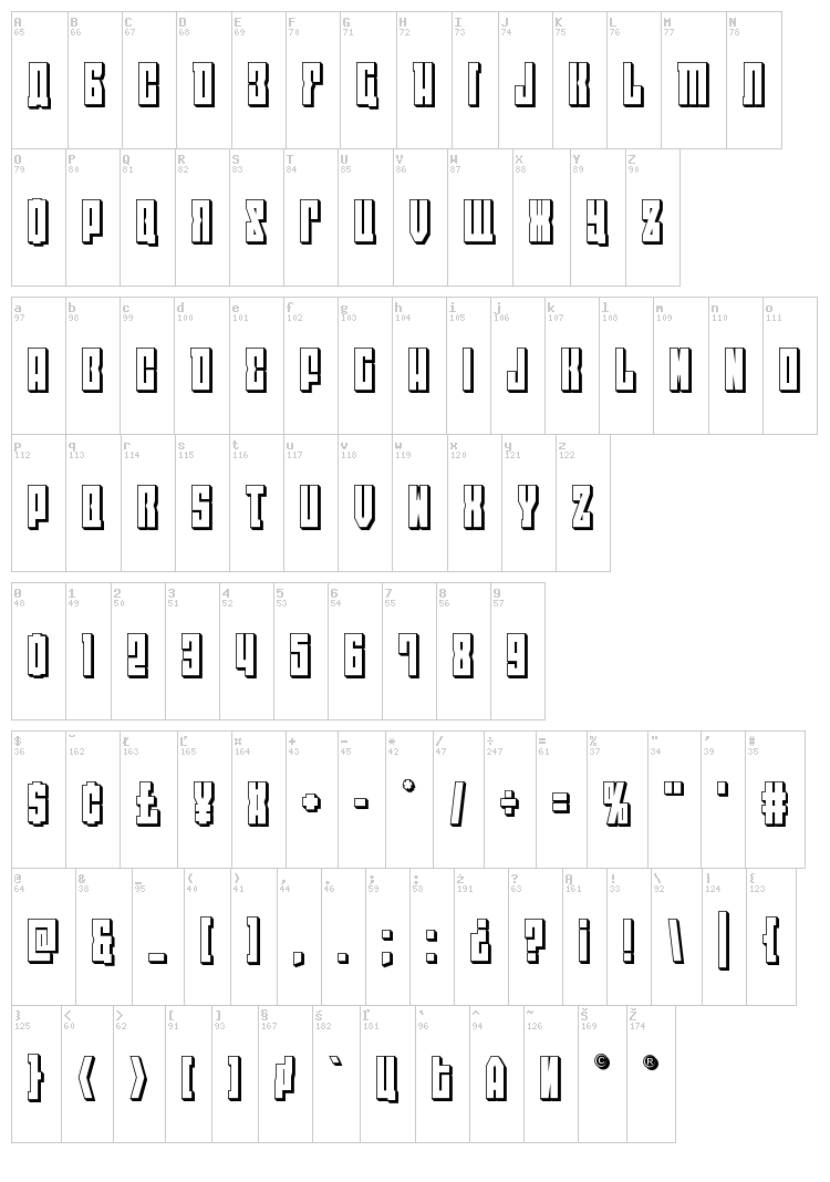 East-West font map