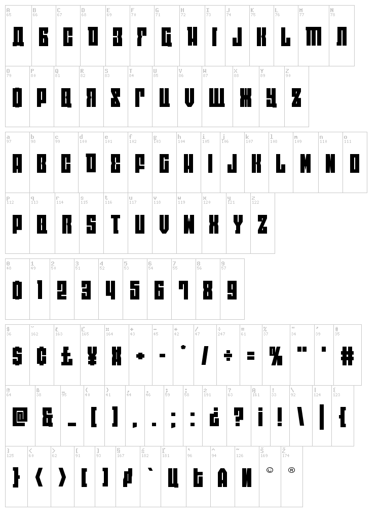 East-West font map