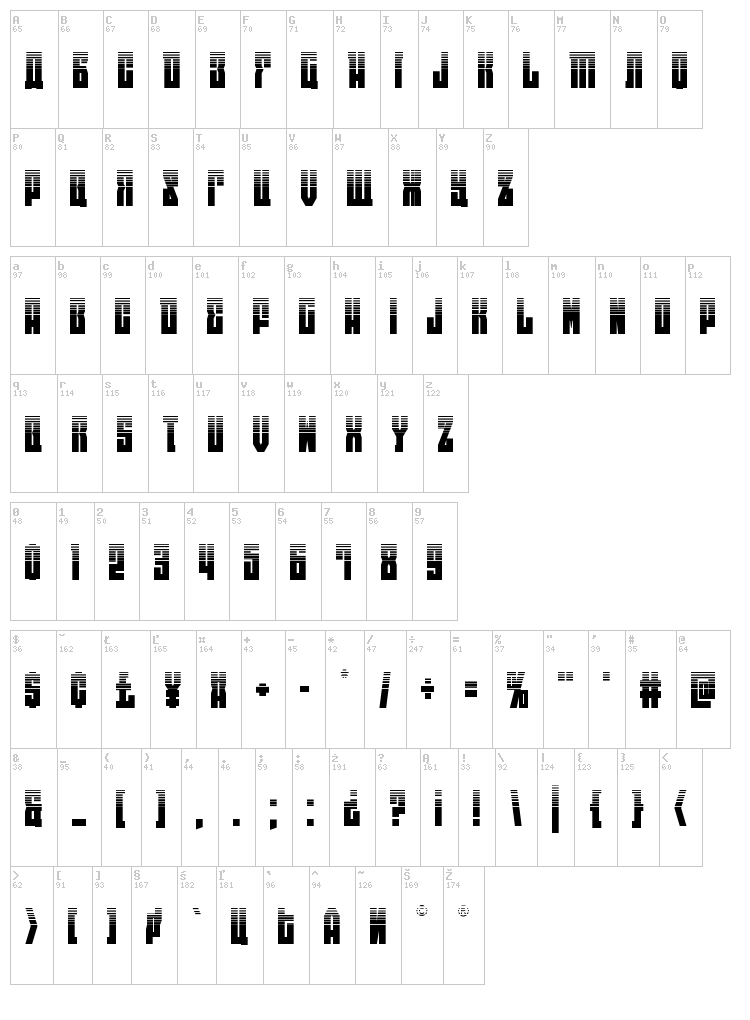 East-West font map
