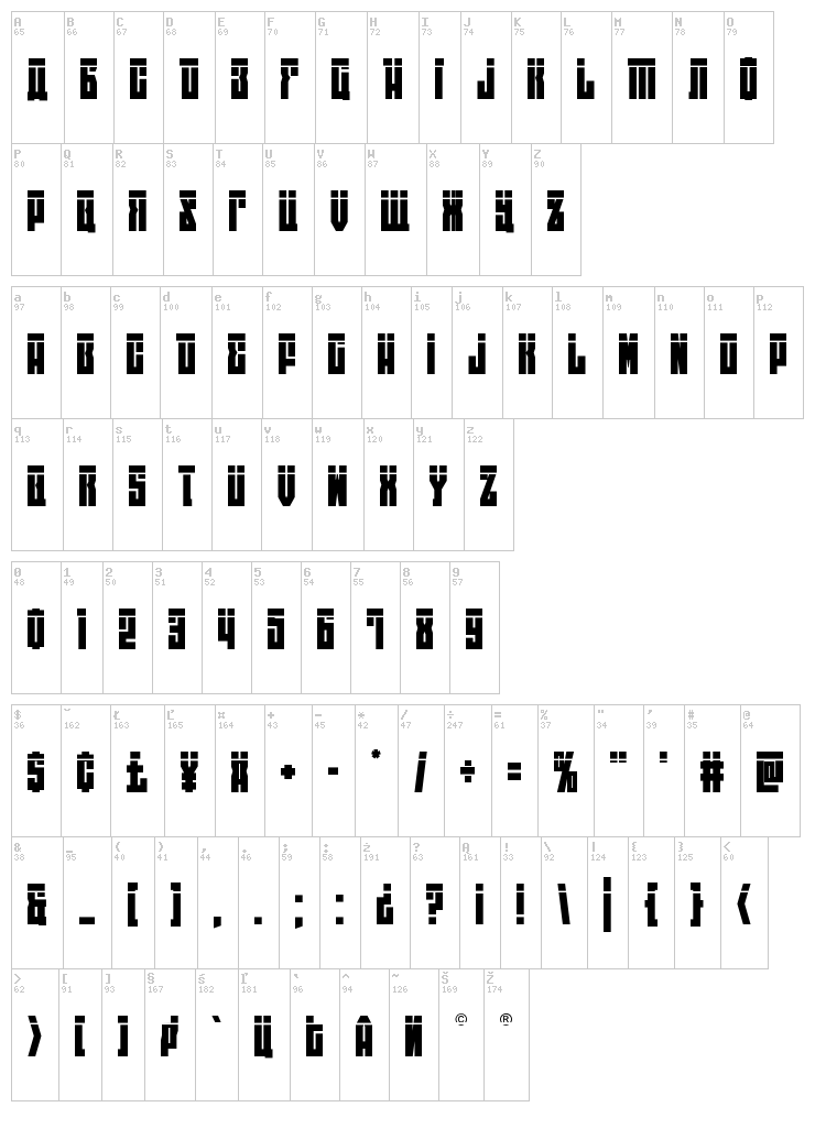 East-West font map