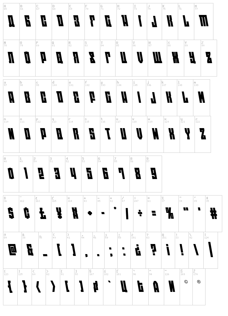 East-West font map