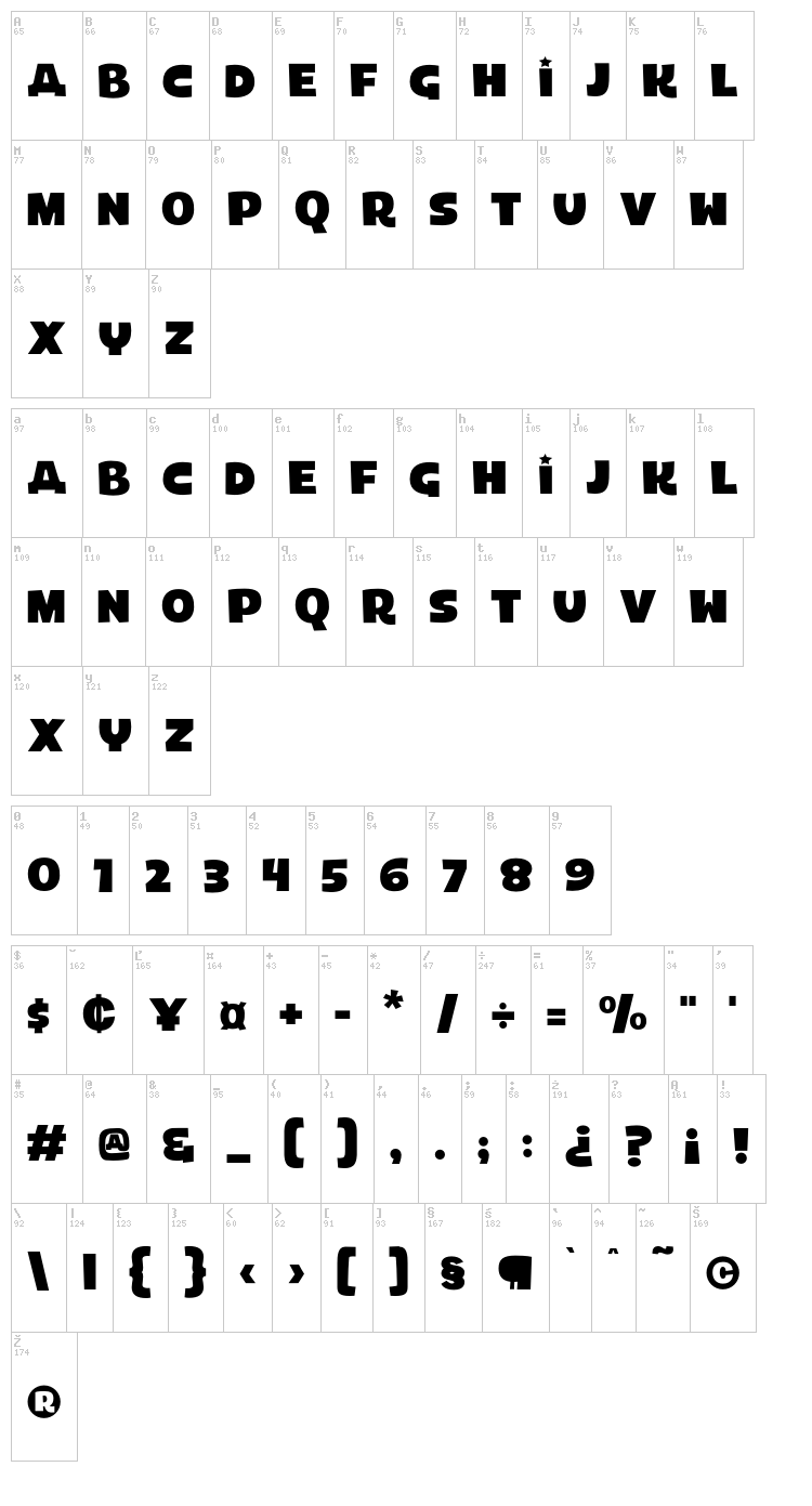 Laika font map
