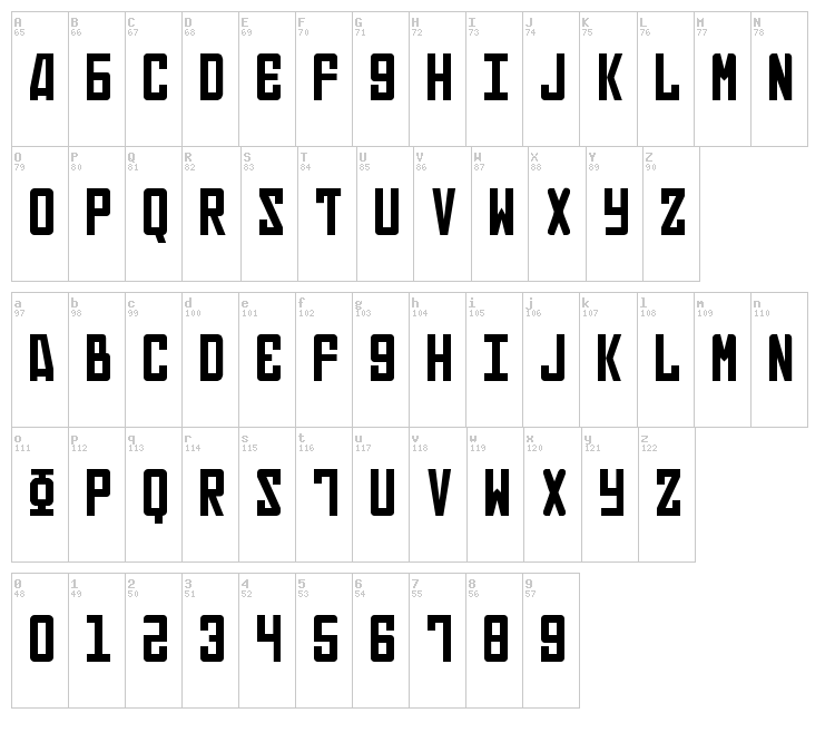 Russian font map