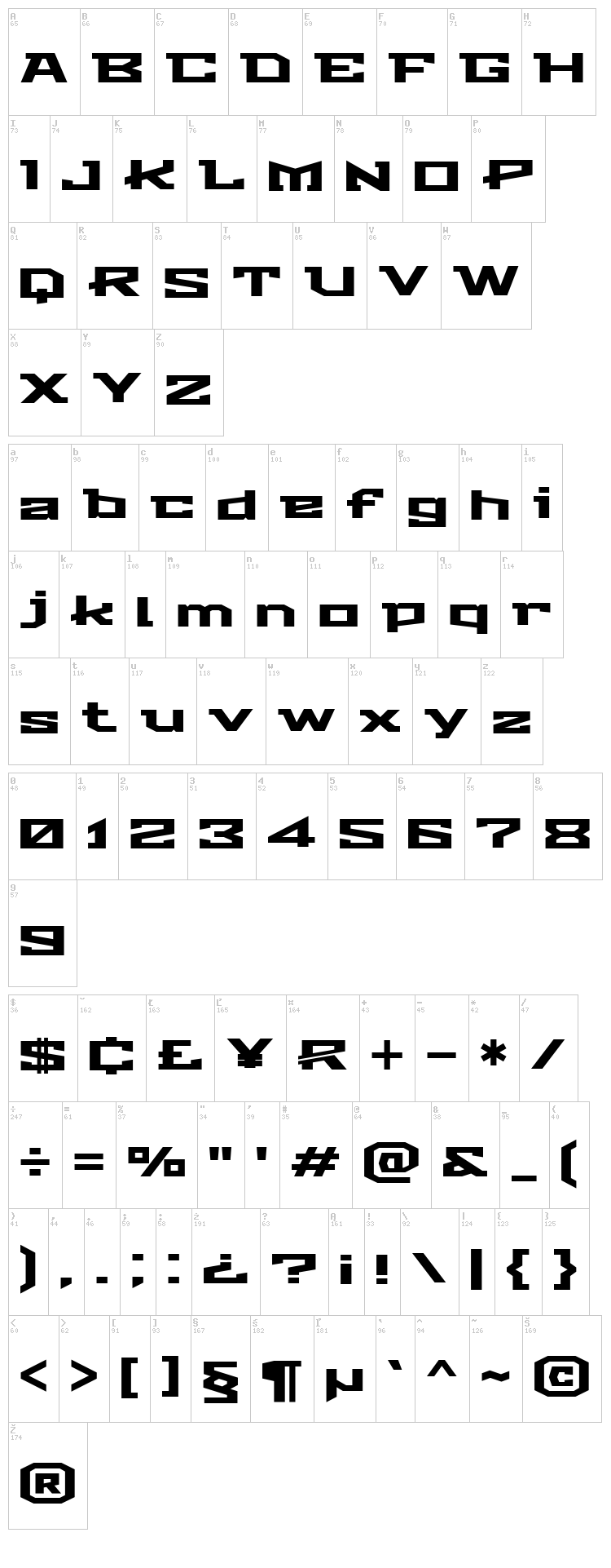 Stalinist One font map