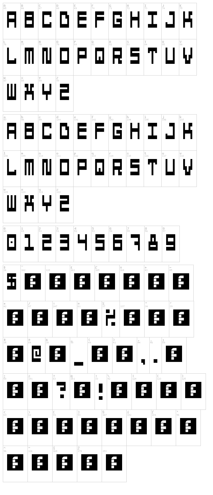 5 Computers In Love font map