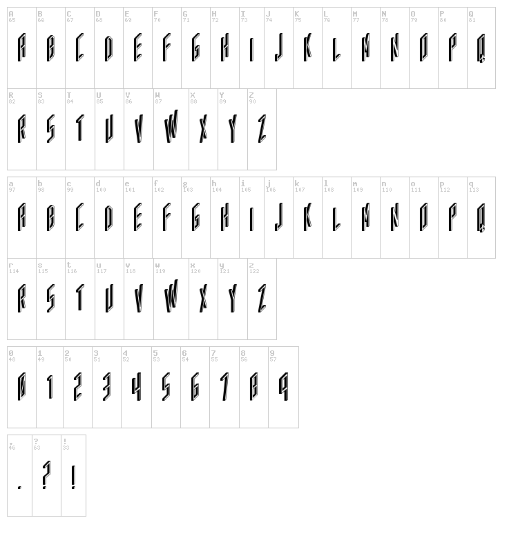 AC Framed font map
