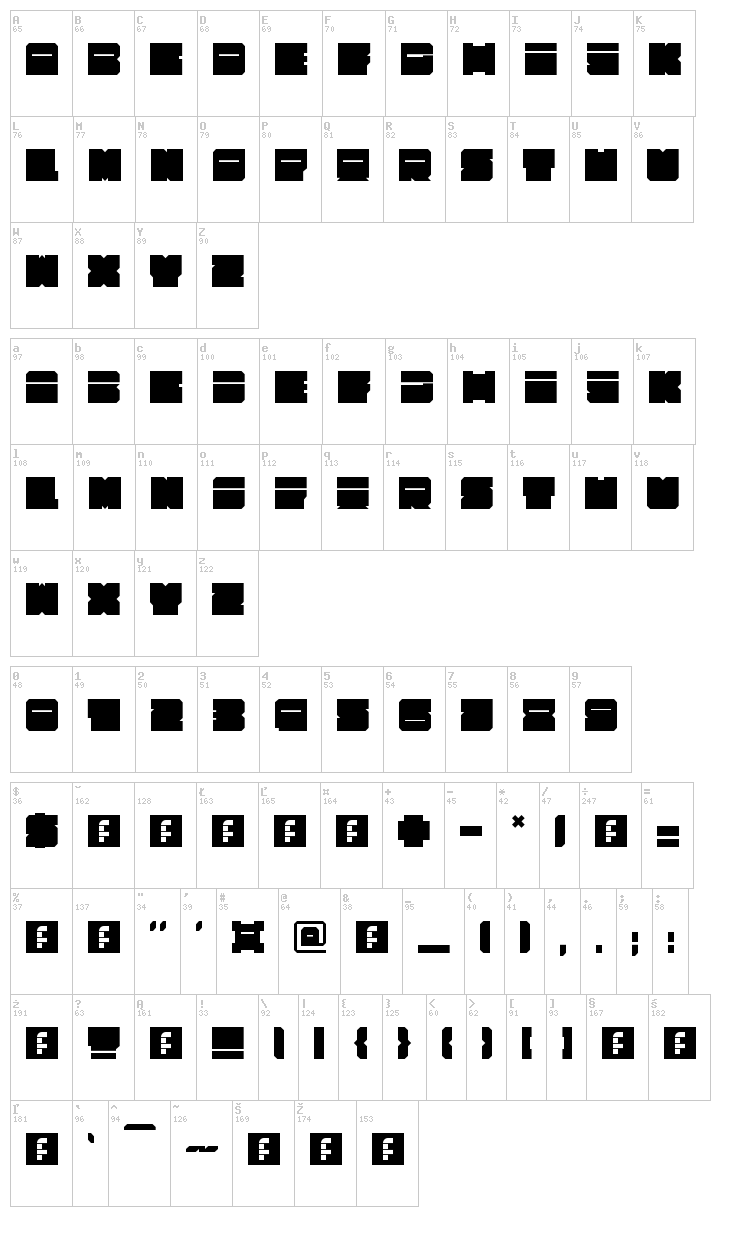 Alpha 63 font map
