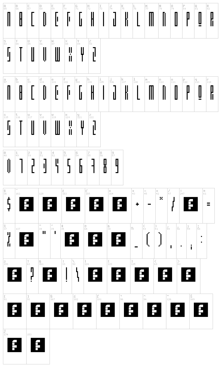 AWSM font map
