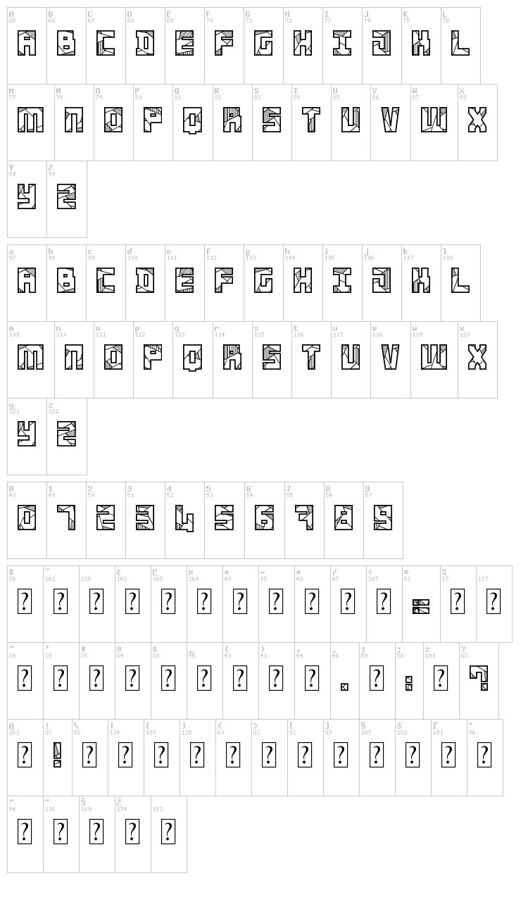 Basscrw font map