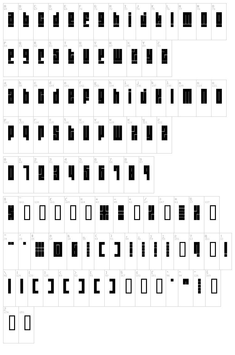 Blackout font map