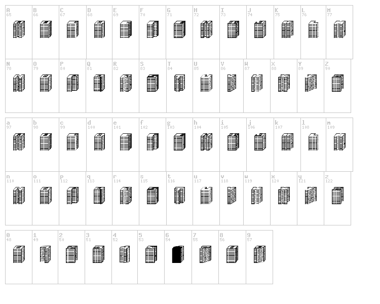 Block 1900 font map