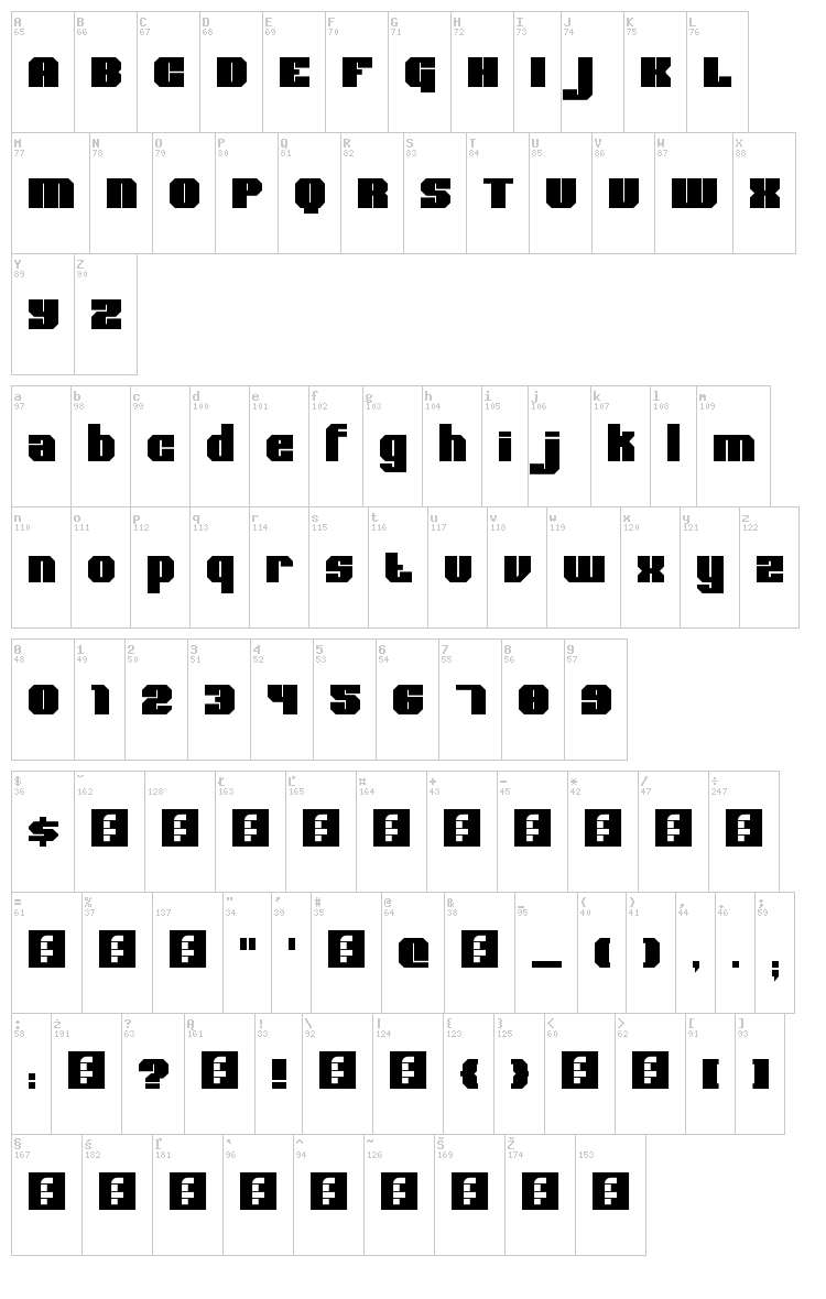 Bold Type font map