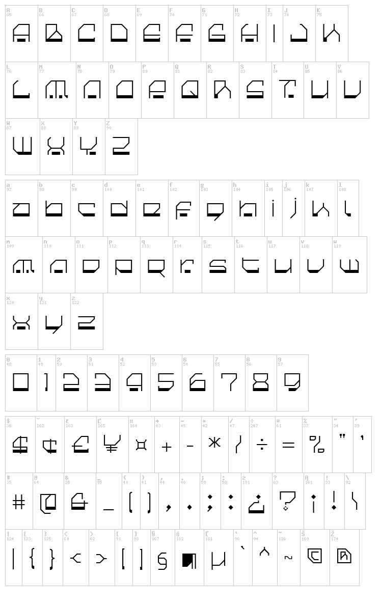 Cilica font map