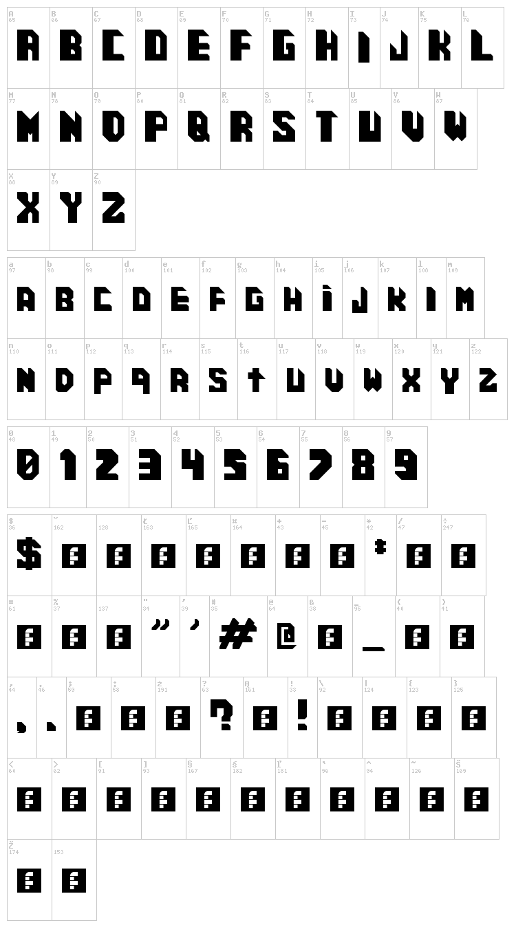 Cosmic Cube font map