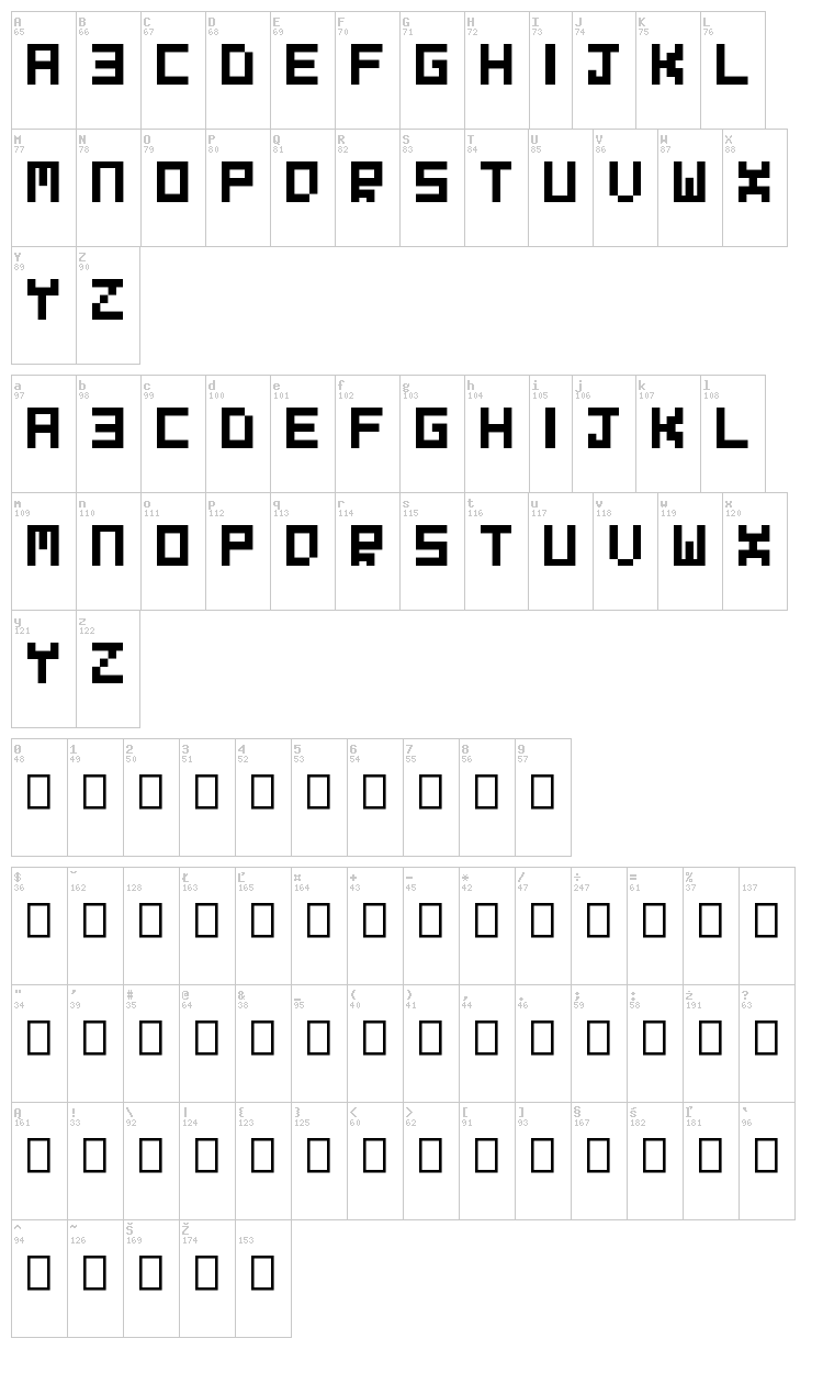Evilborn font map