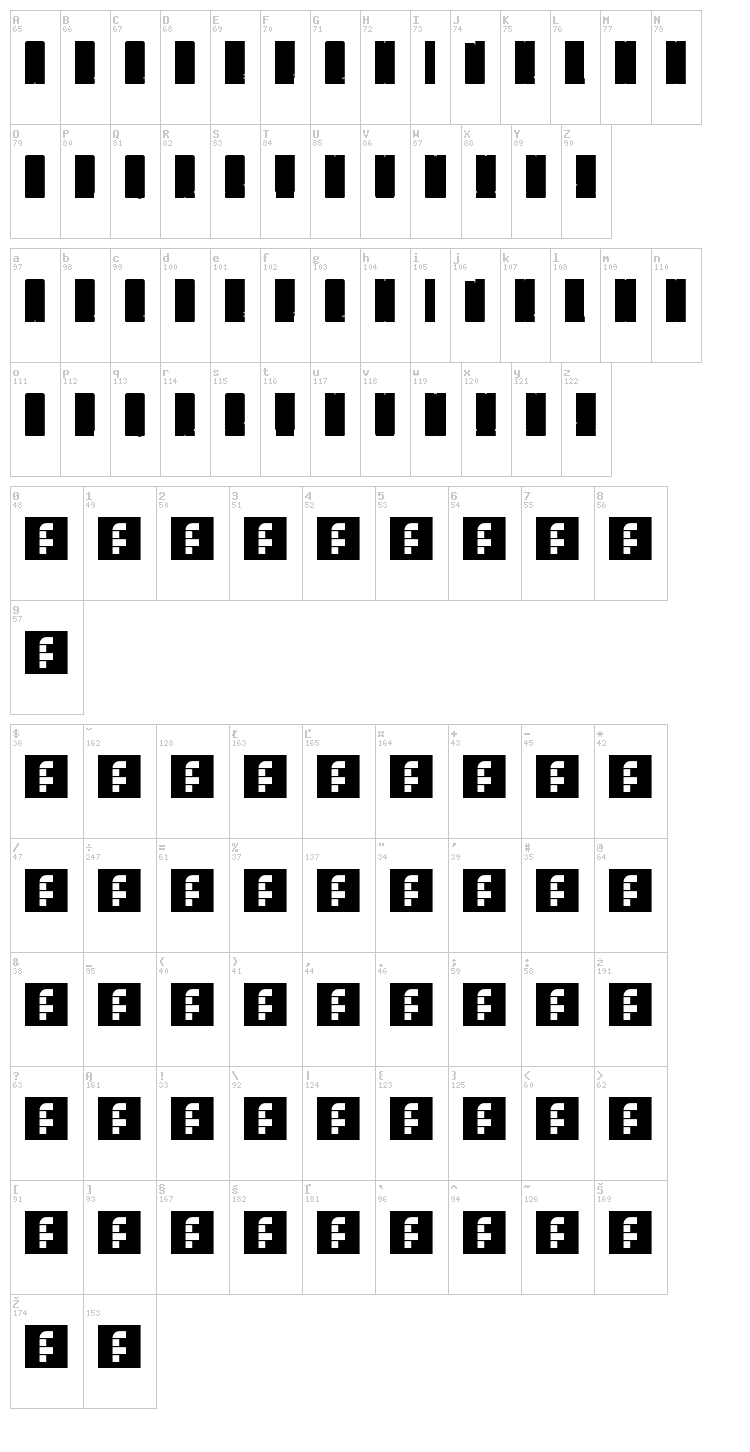 Fat Shanghai font map