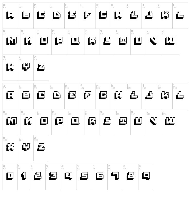 House Paint Shadow font map
