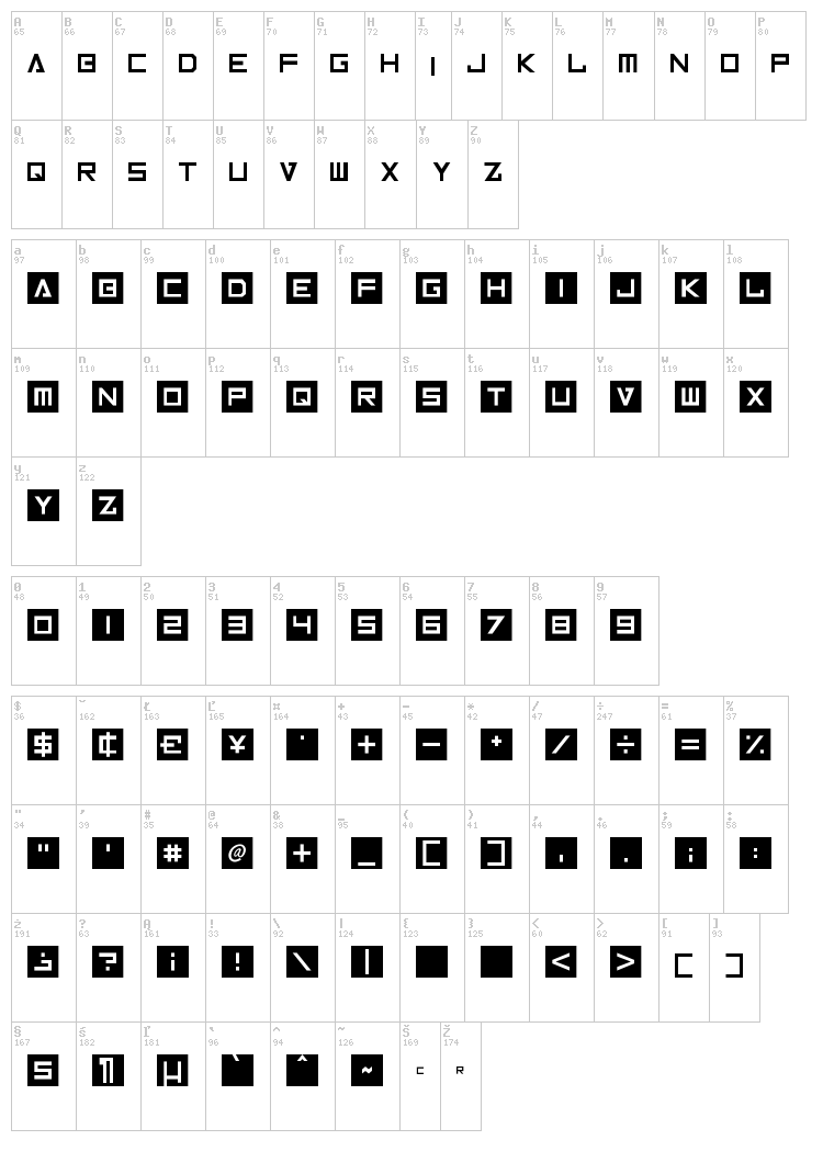 Inversionz font map