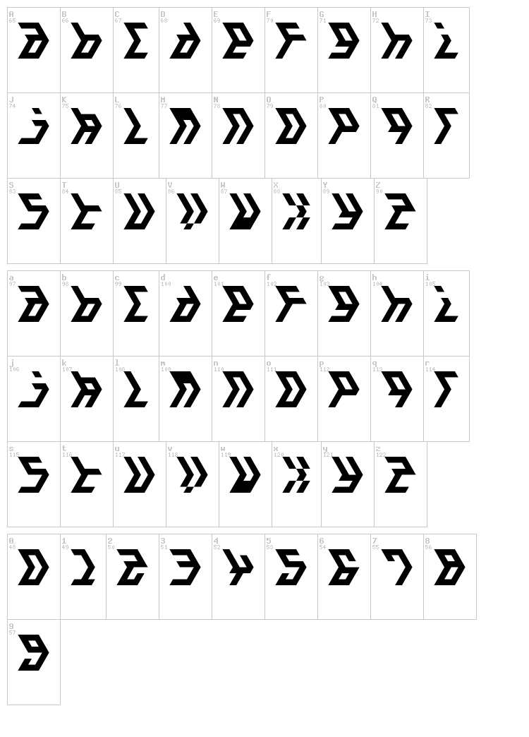 JI Amalgam font map