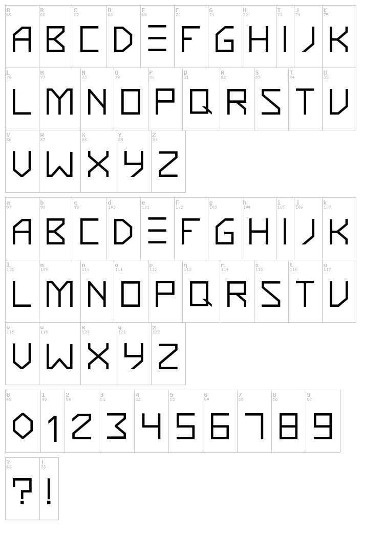 Knarf Art font map