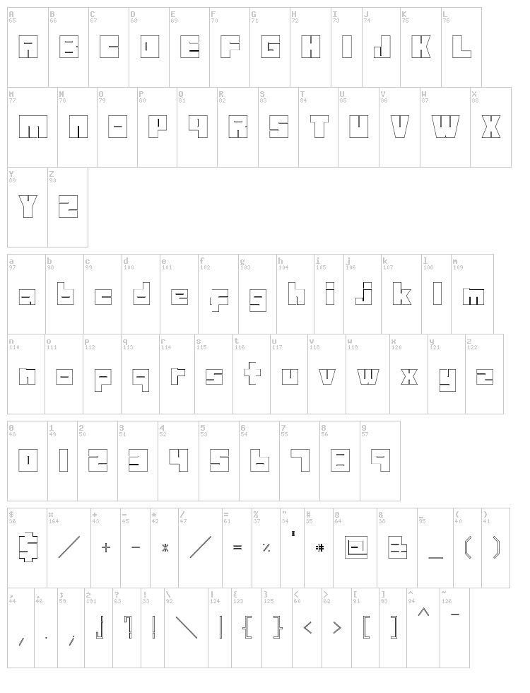 Maze Without Destination font map