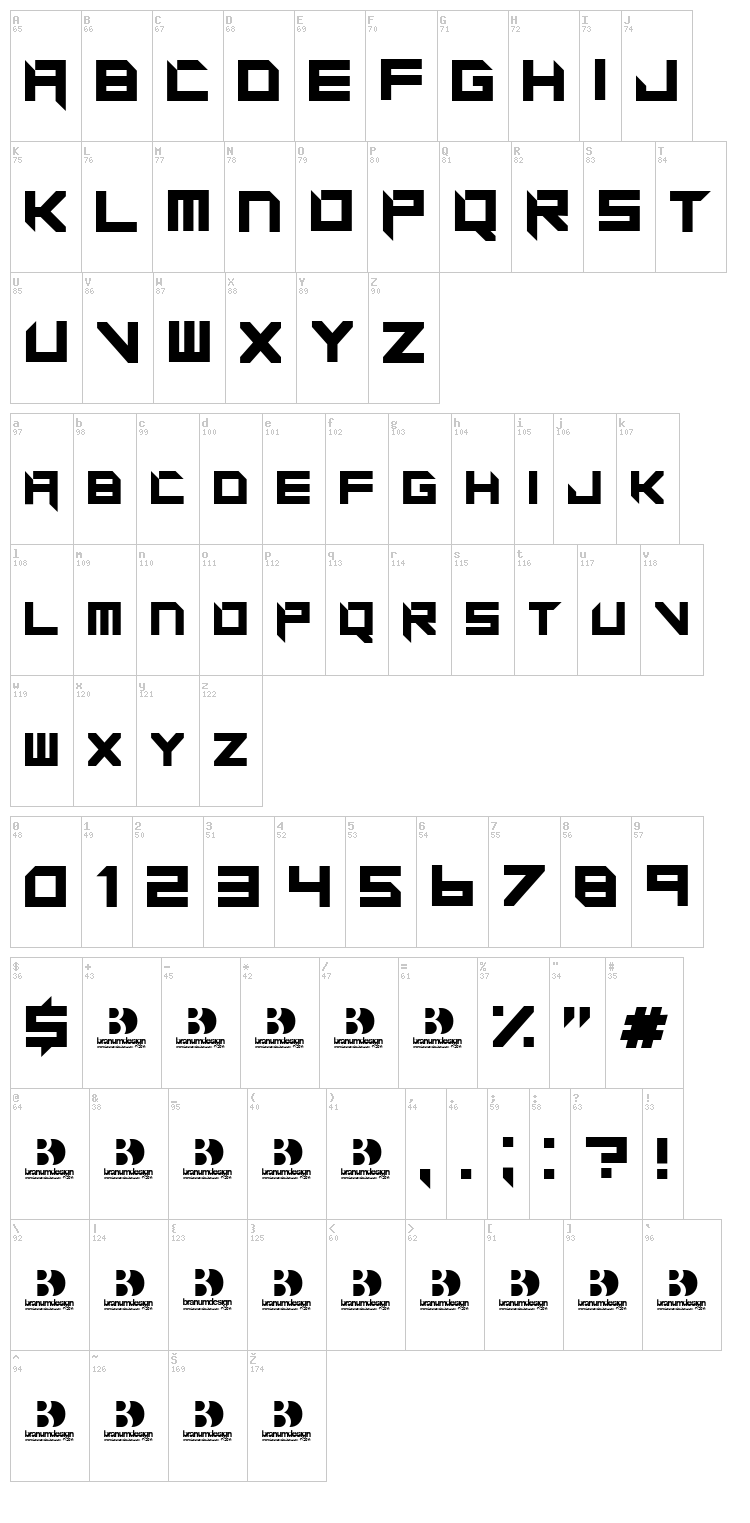 MotorBlock font map