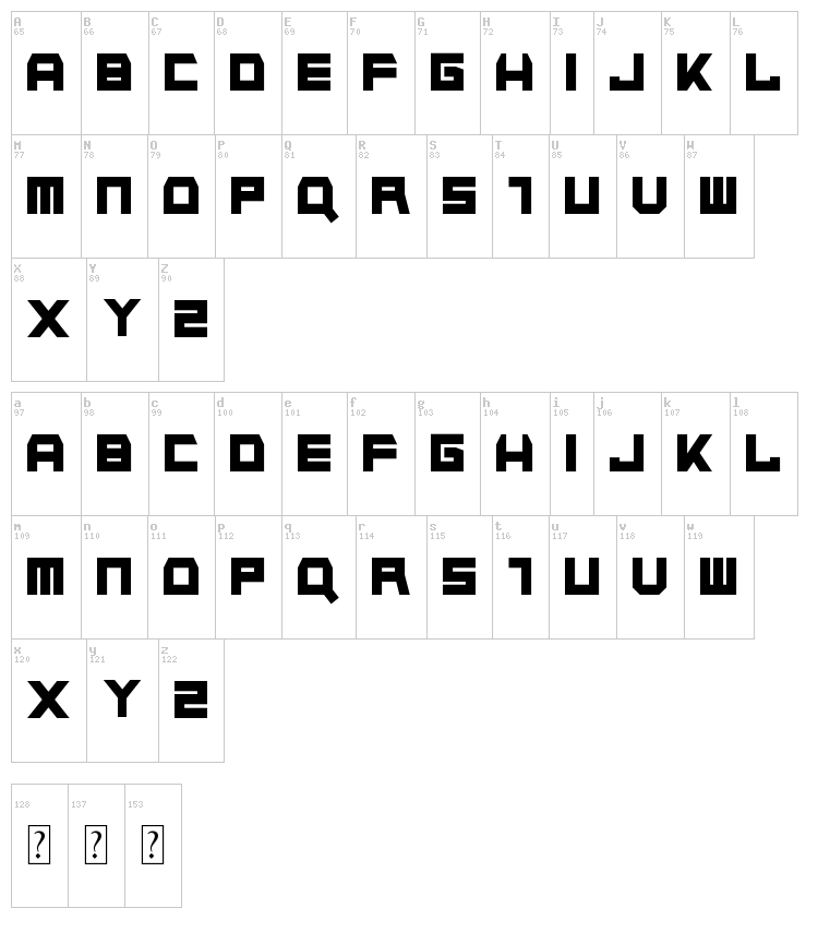 Napalm Strike font map