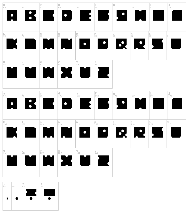 No Dice font map