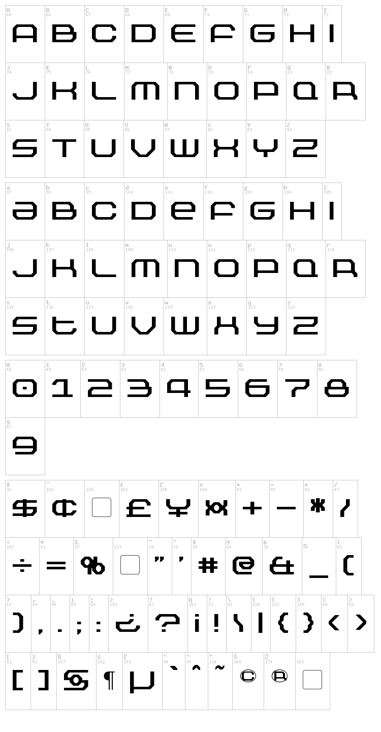 Outland font map