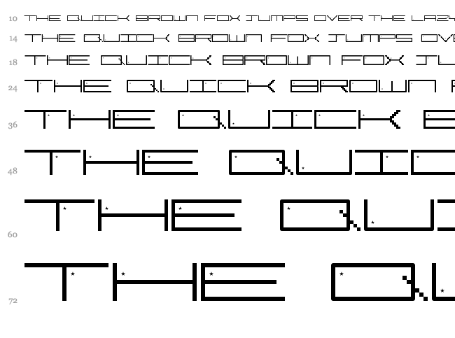 Pixel Star font waterfall