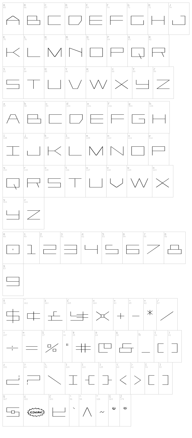 Player 1 Up font map