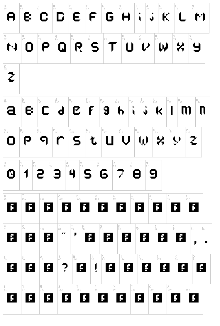 Reflectors font map