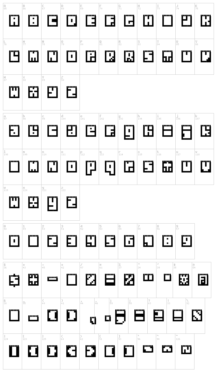 Silverbloc font map